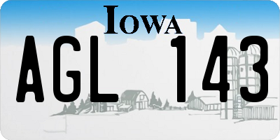 IA license plate AGL143