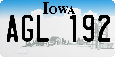IA license plate AGL192