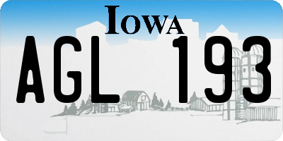 IA license plate AGL193