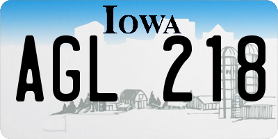 IA license plate AGL218
