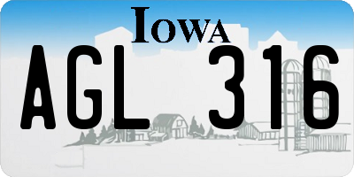 IA license plate AGL316