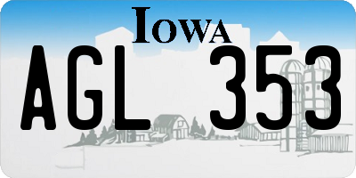IA license plate AGL353