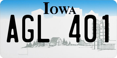 IA license plate AGL401