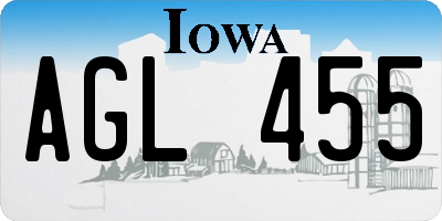 IA license plate AGL455