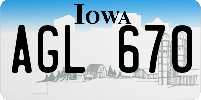 IA license plate AGL670
