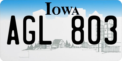 IA license plate AGL803