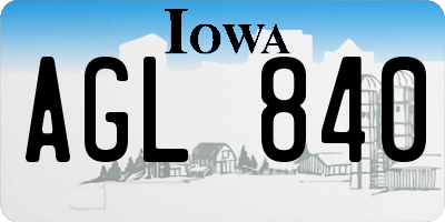 IA license plate AGL840