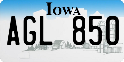 IA license plate AGL850