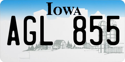 IA license plate AGL855
