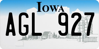 IA license plate AGL927
