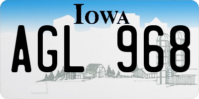 IA license plate AGL968