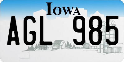 IA license plate AGL985