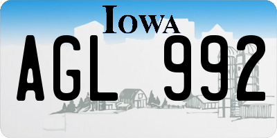 IA license plate AGL992