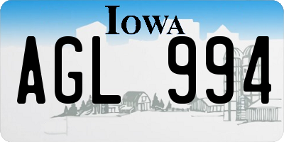 IA license plate AGL994