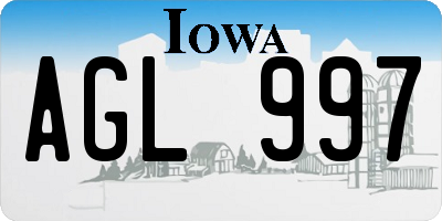 IA license plate AGL997