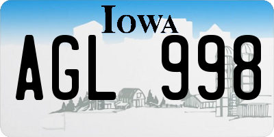 IA license plate AGL998