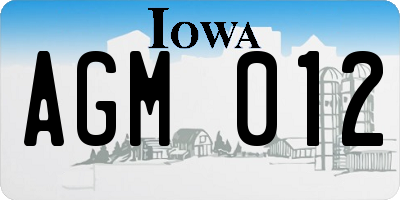 IA license plate AGM012