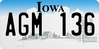 IA license plate AGM136