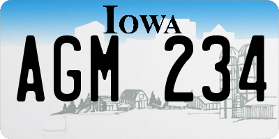 IA license plate AGM234