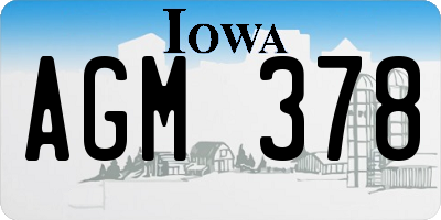 IA license plate AGM378