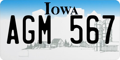 IA license plate AGM567