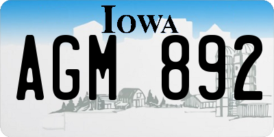 IA license plate AGM892