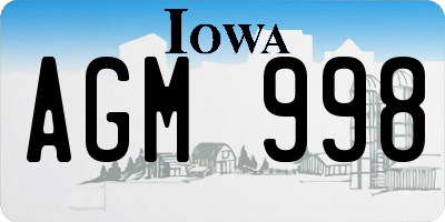 IA license plate AGM998