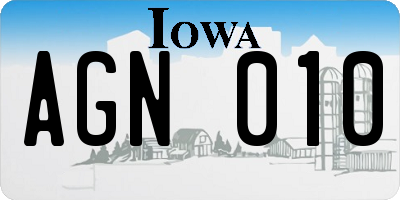 IA license plate AGN010