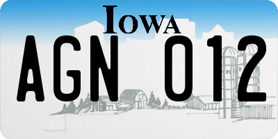IA license plate AGN012