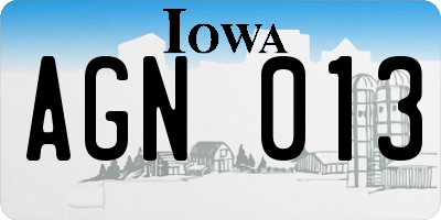 IA license plate AGN013