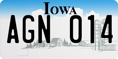 IA license plate AGN014