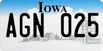 IA license plate AGN025