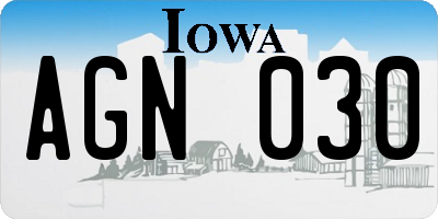 IA license plate AGN030