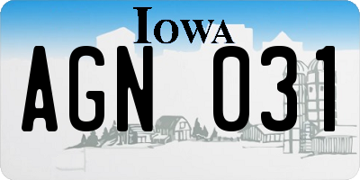 IA license plate AGN031