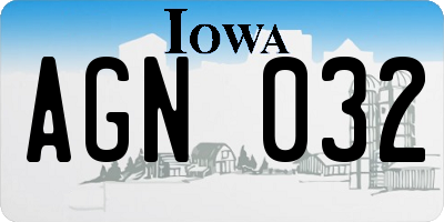 IA license plate AGN032