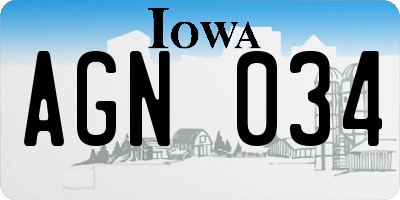 IA license plate AGN034