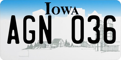 IA license plate AGN036