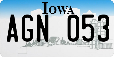 IA license plate AGN053