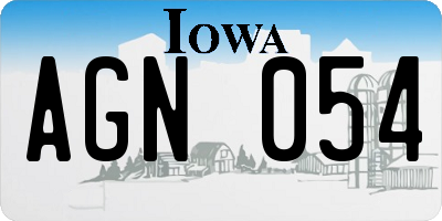 IA license plate AGN054