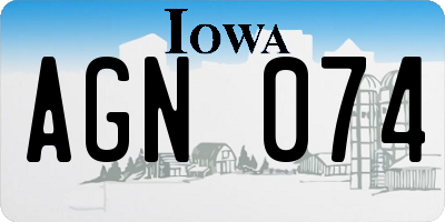 IA license plate AGN074