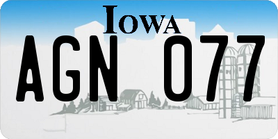 IA license plate AGN077