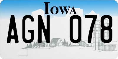 IA license plate AGN078