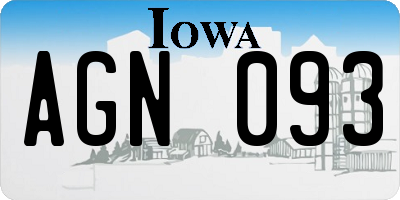 IA license plate AGN093