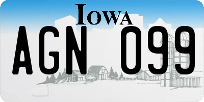 IA license plate AGN099