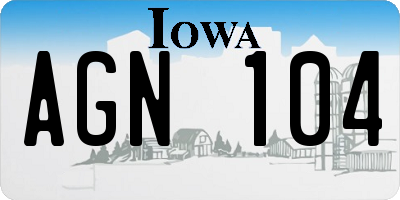 IA license plate AGN104