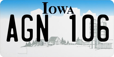 IA license plate AGN106