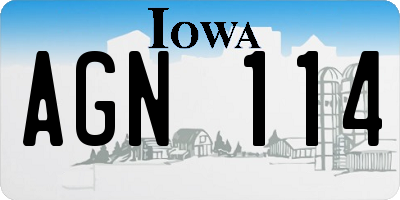 IA license plate AGN114