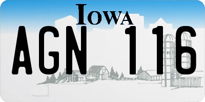 IA license plate AGN116