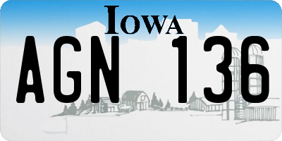 IA license plate AGN136
