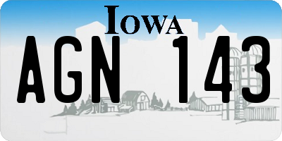 IA license plate AGN143